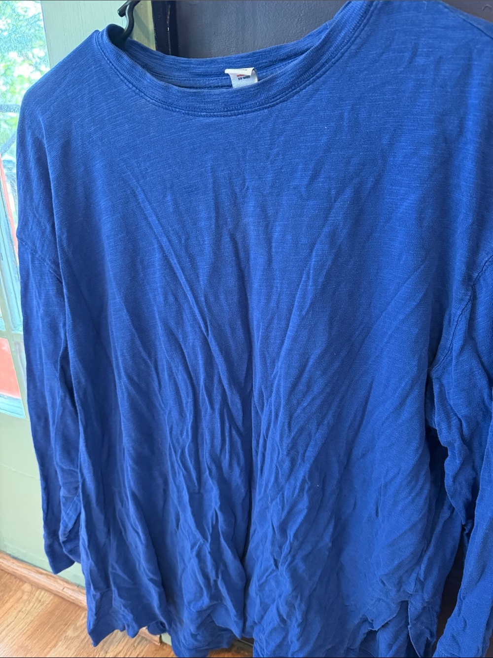 Classic Long-Sleeve Crew Neck Tunic Style Shirt - Blue